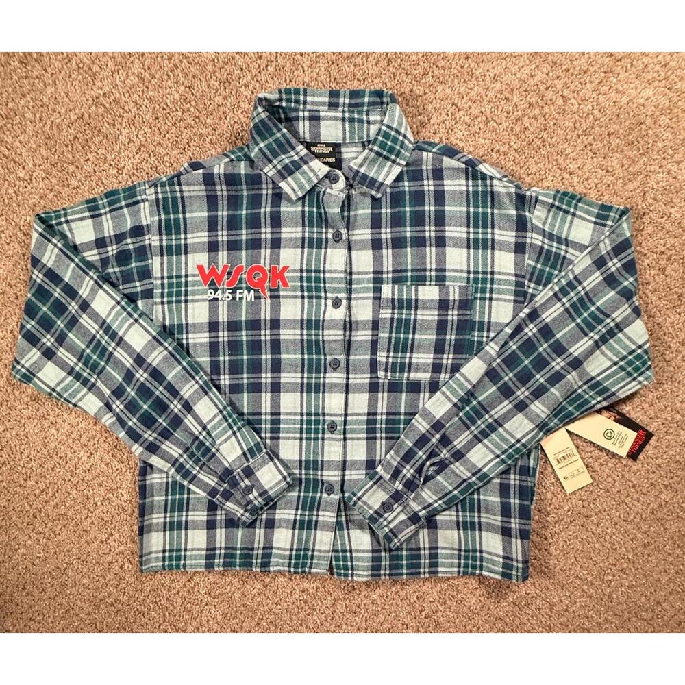 NWT Netflix Stranger Things x No Boundaries Cotton Cropped Flannel Size XS (0-2) - Picture 1 of 12